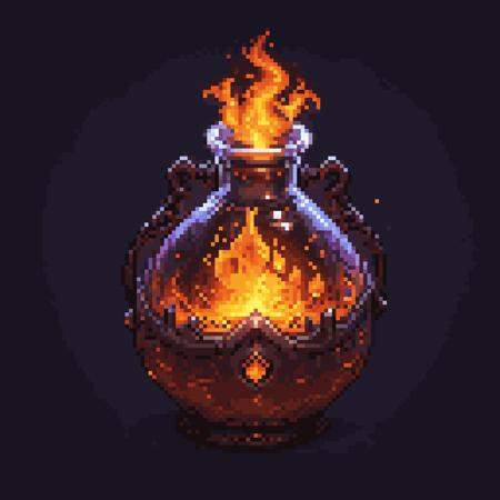 palettized-0113-1556726532-pixel art, cartoon illustration, fire potion, simple black background, game icon _lora_game_icon_0.5_ _lora_pixel-art-sdxl-v11_0.png